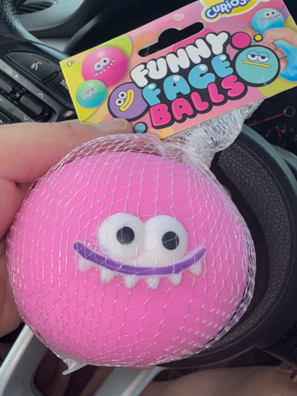 Funny Face Balls Pink Squeezable Monster Ball - Kids Toy